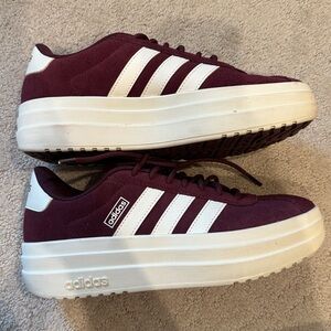 Adidas VL Court Sneaker - Maroon and White - Size 6.5